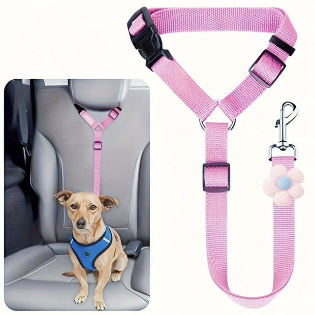 Retractable Pet Car Leash with Chest Harness and Headrest Tether for Safe Vehicle Travel