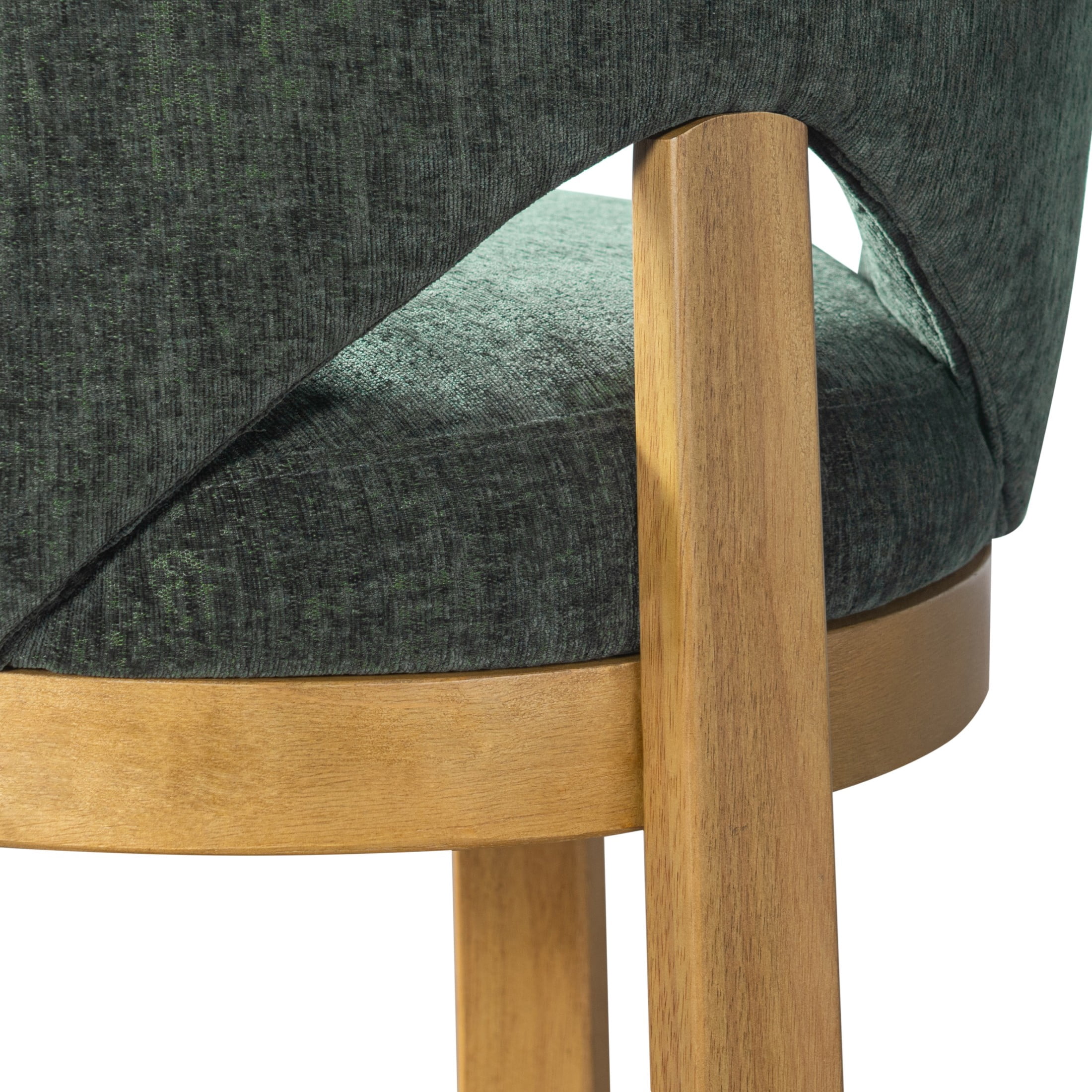 Christopher Knight Home Modern Upholstered Counter Stools with Curved Back, Wood Frame, Natural+Green, Set of 2