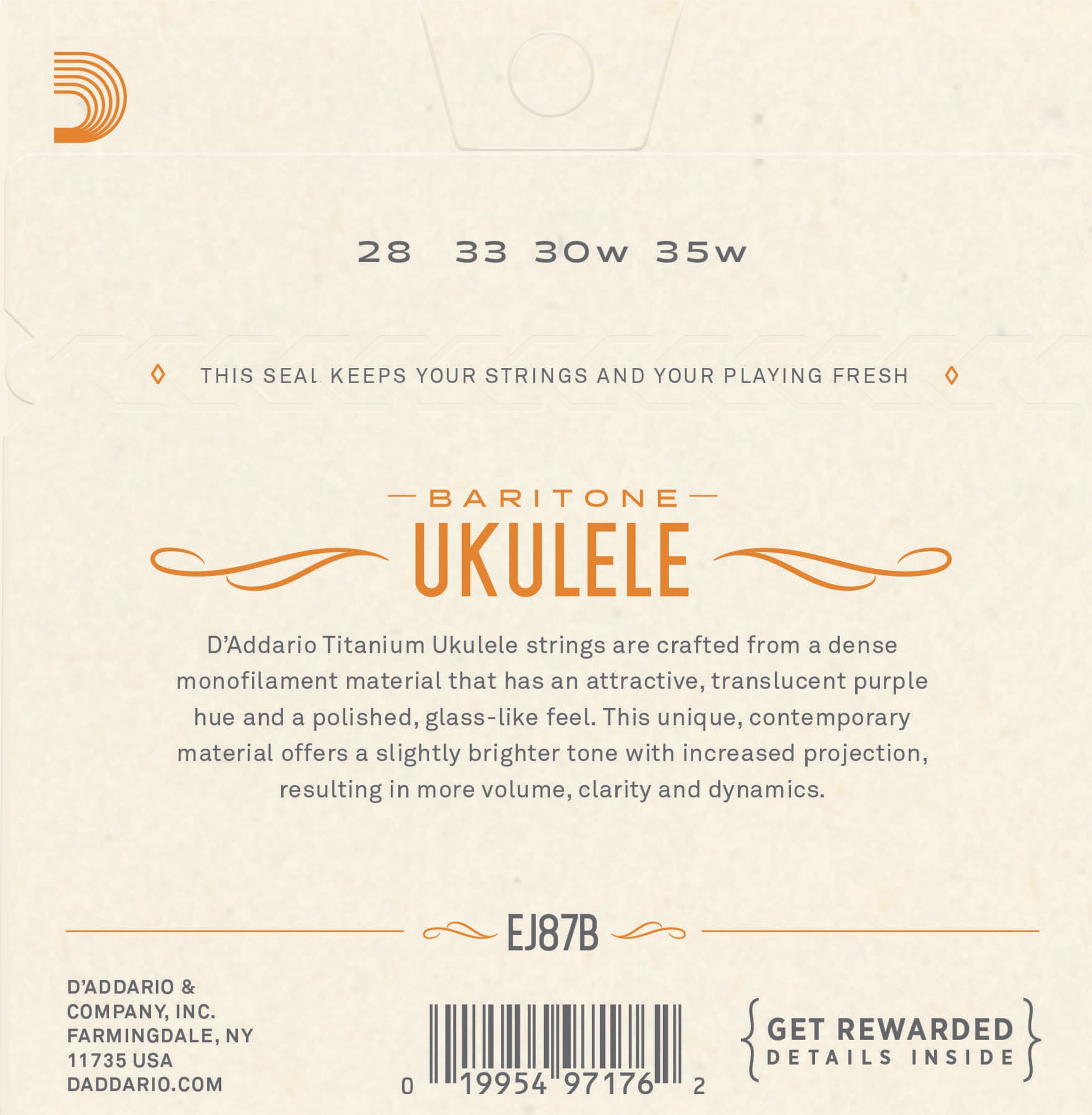 D'Addario Ukulele Strings 3-Pack Baritone Titanium