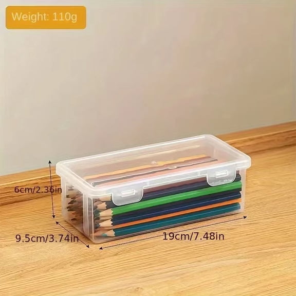 Plastic Storage Containers with Lids for Office Supplies Pencil Box Supplies Makeup Crafts and Charger with Buckles White 7.4 In