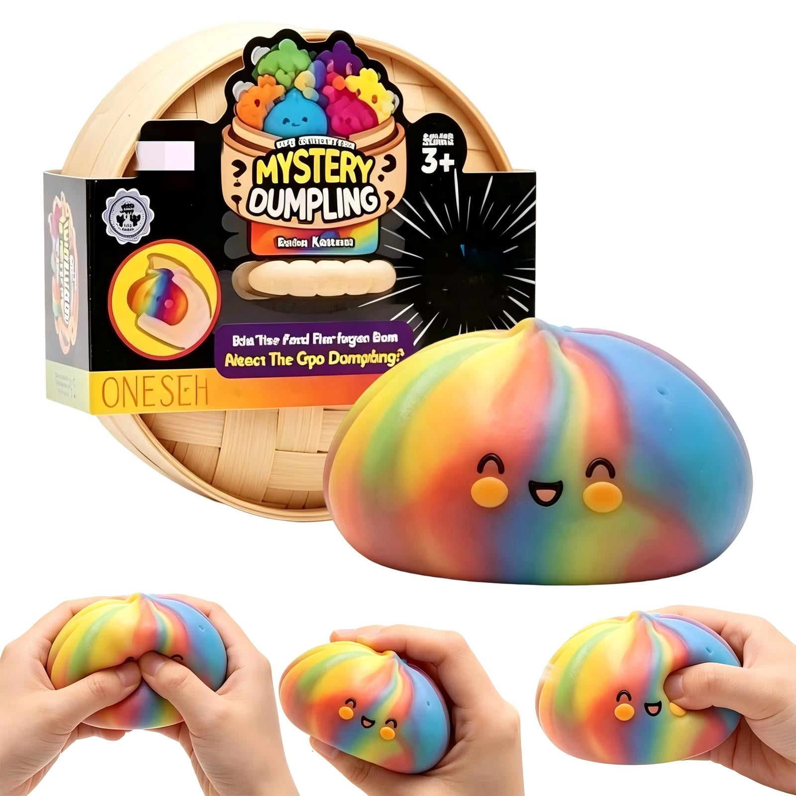 Halloween Clearance Rainbow Dumpling Squishy Jumbo Rainbow Dumpling Squishy Toys with Mini Steamer Box - Viral Cute Bao Bun Stress Relief Ball Soft Slow-Rising Sensory Fidget Squeeze Toys for Teens