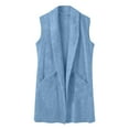 thumbnail image 7 of Hxshgdsn Fleece Sleeveless Long Vest For Women With Pocket Fuzzy Open Front Cardigan Blue Xl, 7 of 7