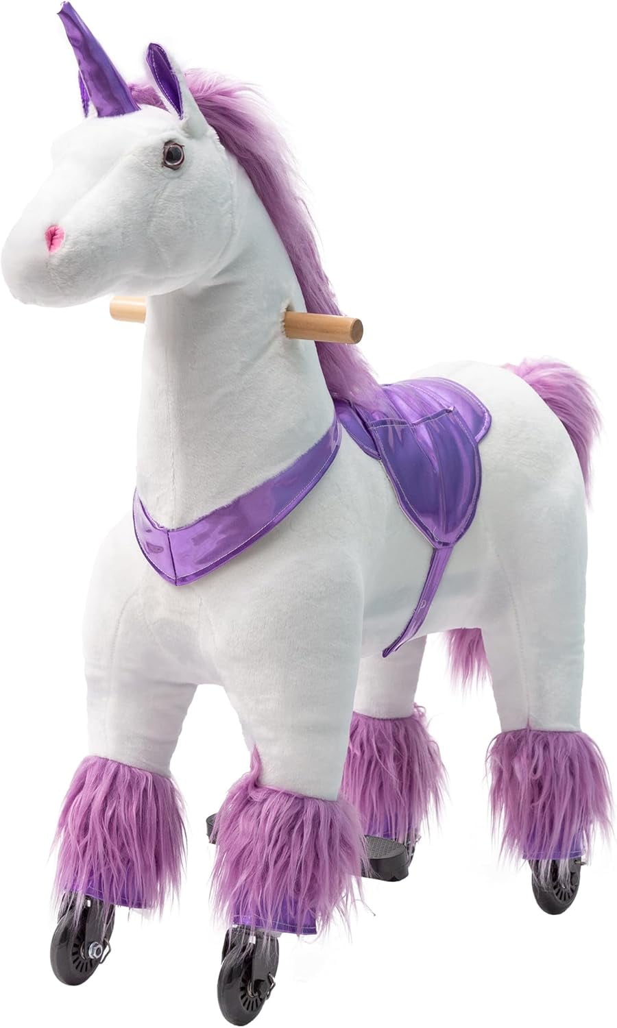 Ride on Unicorn, Cuoote Ride on Toys with Mechanical Walking Action, Plush Animal Rider for Girls 7 to Adult, No Battery Needed, Max Load 187 LBS