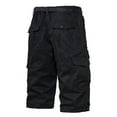 thumbnail image 6 of Wyobmus Mens Ripstop Capris Pants Summer Loose Cotton Cargo Shorts Breathable Straight Cut Cropped Pants,M-5XL Black, 6 of 6