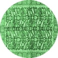 thumbnail image 1 of Ahgly Company Indoor Round Oriental Emerald Green Traditional Area Rugs, 5' Round, 1 of 4