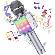 Rirool Kids Wireless Karaoke Microphone with LED Lights - Portable Handheld Mic Speaker for Home KTV, Birthday Party, and Music Singing
