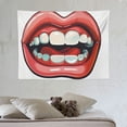 thumbnail image 4 of ONETECH  Lips Tapestry, Red Lipstick Open Mouth Tongue Out Funky 90s Style Retro Sensual Image, Wall Hanging for Bedroom Living Room Dorm, Scarlet Coral and Blush, 4 of 7