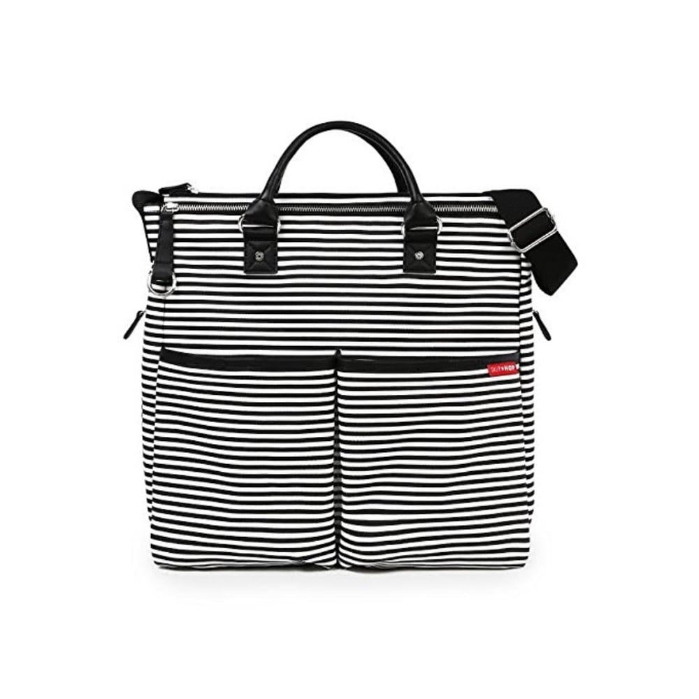 black and white striped diaper bag backpack