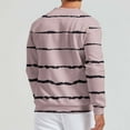 thumbnail image 4 of Penkiiy Men's Waffle Stripe Print Hoodless Sweatshirt Long Sleeve Fashion Gym Athletic Hoodless Plaid Jacquard Pullover with Pocket S Watermelon Red, 4 of 4