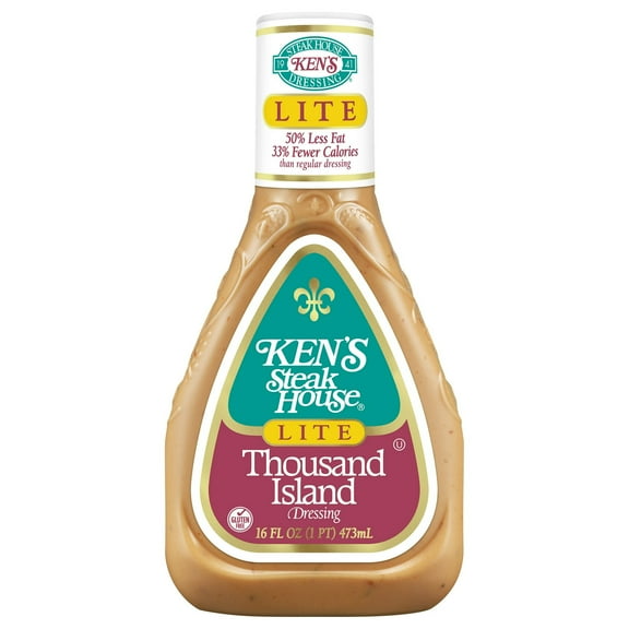 Ken's Steak House Lite Thousand Island Dressing 16 fl. oz Plastic Bottle (Pack of 2)