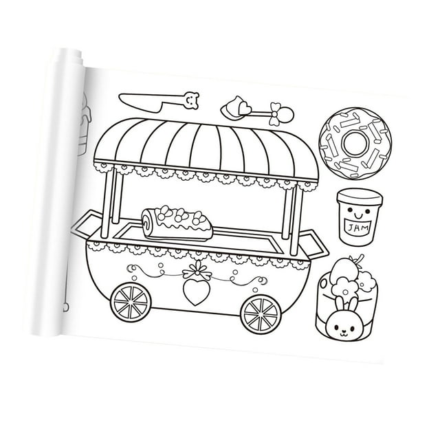 GUOOL Art Paper Roll Sticky Painting Wall Coloring Stickers Coloring Book DIY Coloring Dessert