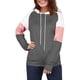 thumbnail image 2 of Sudaderas con capucha de bloque de color para mujer, sudadera de manga larga, jersey, túnica, tops con bolsillo para niñas y adolescentes Fokelyi WRMH-135-2, 2 of 7