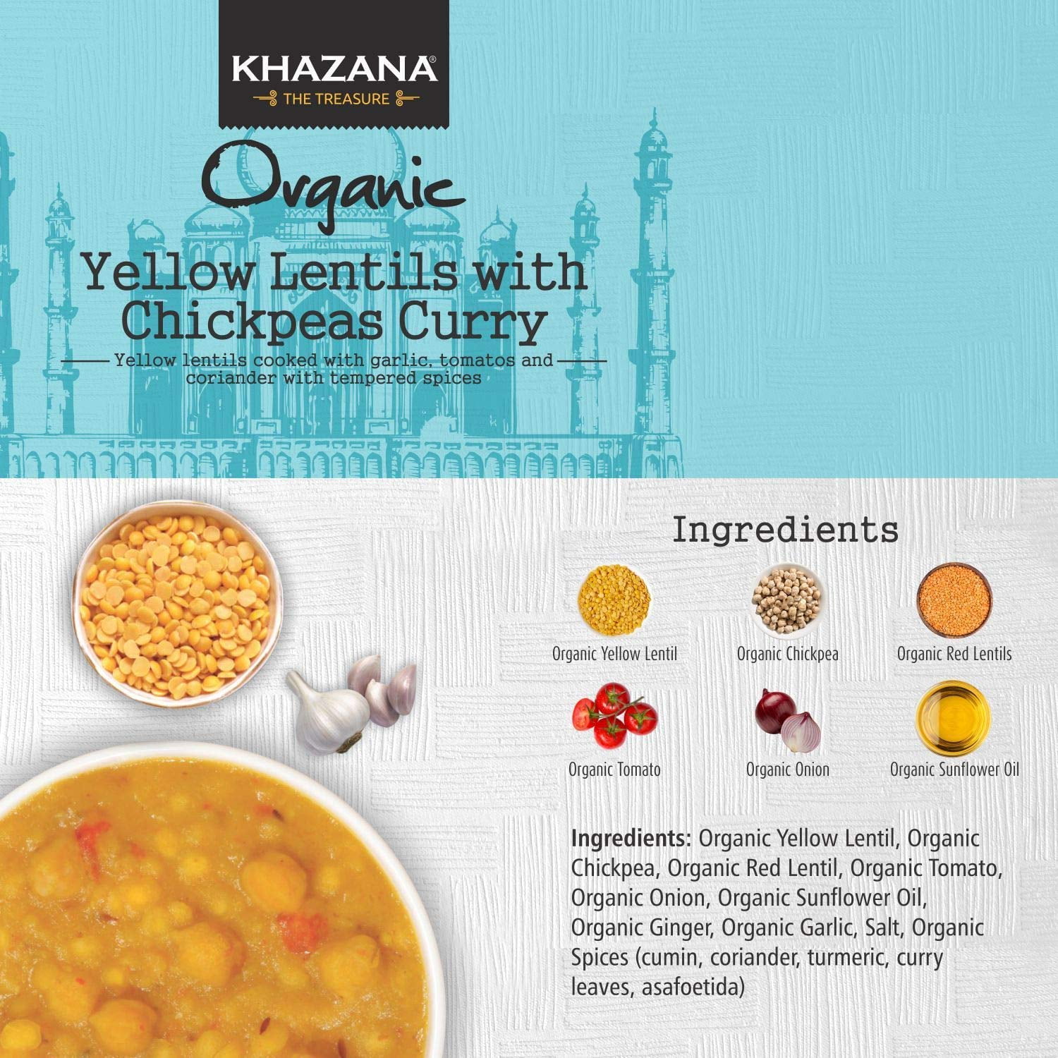 (Pack Of 6) Khazana Lentil Yellow Chickpea Ready To Eat 10 Oz