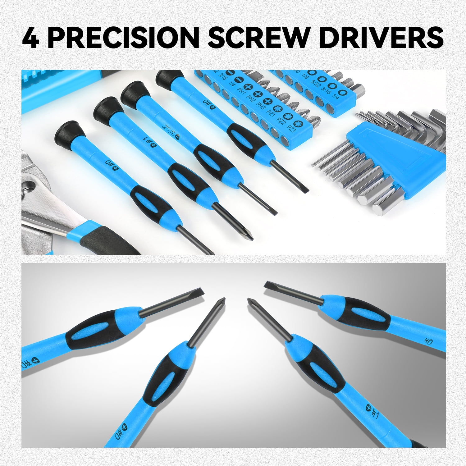 39Pcs Home Repair Hand Tool Set Toolbox Bit Drive Plier Hammer Scissor Hex Key Househeld Garage Garden Office DIY Blue