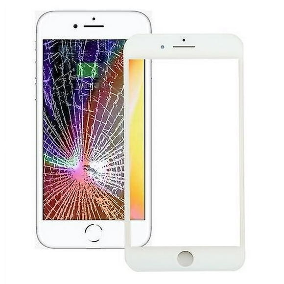 (White)Front Screen Outer Glass Lens with Front LCD Screen Bezel Frame & OCA Optically Clear Adhesive for iPhone 8