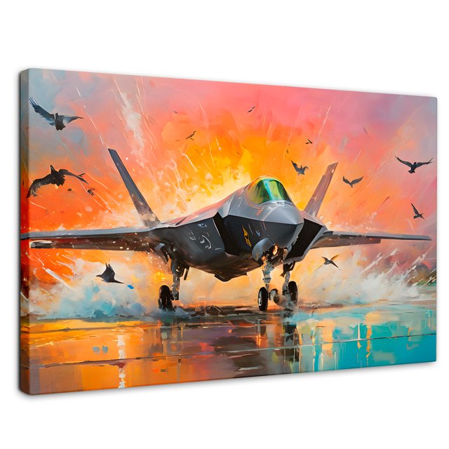 Cuadro Decorativo Canvas Canvas Revolution Jet Pista Aérea 90x60