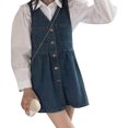 thumbnail image 4 of Conjuntos de 2 piezas para mujer, camisetas blancas de manga larga, conjunto de vestido tipo túnica con botones, vestido camisero de dos piezas acampanado, 4 of 8