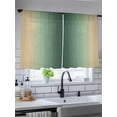 thumbnail image 4 of Deep Green Khaki Ombre Semi Sheer Window Curtains 54 Inches Long, Modern Abstract Art Gradient Rod Pocket Voile Silky Chiffon Curtain Treatment Drapes for Kitchen, Living Room, 52"x54", 2 Panels, 4 of 9