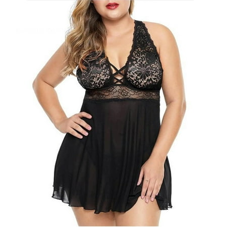

Women s Plus Size Babydoll for Women Sexy Satin Nighty Nightgown Lace Trim Sleepwear Lingerie Chemise Suspender Lace Lingerie Black 4XL