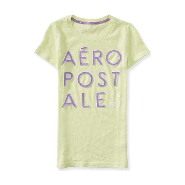 Aeropostale Mujeres Appliqu? Camiseta gráfica Stack, verde, extragrande Aeropostale Camiseta gráfica