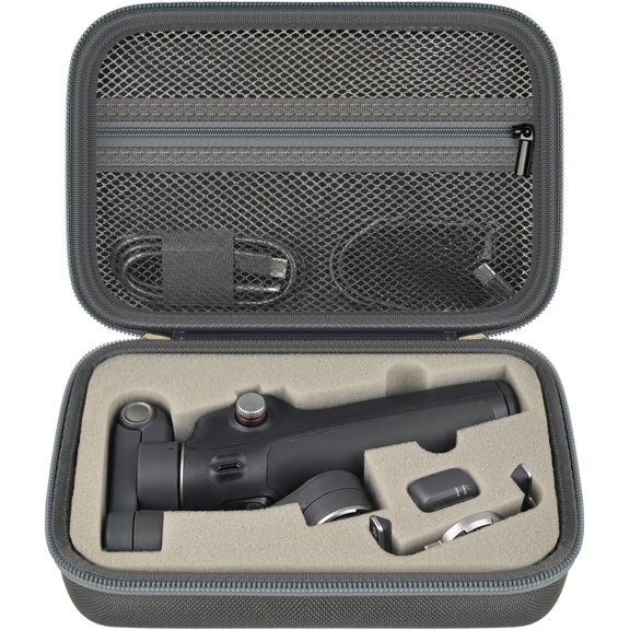Hard Case for Mobile 8, OM 7 Pro and OM 7, Sponge Lined | Custom for Gimbal , USB Cables and Phone Clips, Zippered Mesh Pocket, Lightweight for Commutes and Travel, Dark Grey
