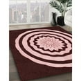 thumbnail image 3 of Ahgly Company Machine Washable Indoor Round Transitional Dark Scarlet Red Area Rugs, 4' Round, 3 of 7