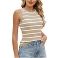 thumbnail image 2 of Aueoeo Plus Size Tank Tops Spandex Tank Tops for Women Striped Knitted Sweater Round Neck Pullover Fashionable Tank Cropped Tank Tops, 2 of 7