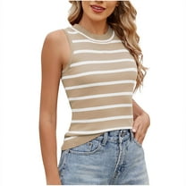yillto Women's Basic Striped Tank Sleeveless Crew Neck Tunic Tops Summer Causal Shirts Outfits