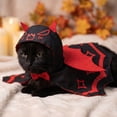thumbnail image 4 of Halloween Pet Halloween Costume Cloak, Red Bat Wing Design, 1 Pack Hooded Outfit for Small Medium Cats and Dogs, for Halloween Theme Party Cosplay Holiday Dress Up Decoration, 4 of 5