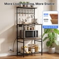 thumbnail image 5 of Behome Kitchen Bakers Rack with Power Outlet,Microwave Stand Station with 6 S Hooks,4 Tiers Kitchen Storage Shelf Rack for Kitchen, Dining Room,Living Room,Rustic Brown, 5 of 7