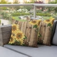 thumbnail image 2 of 2 Pack Outdoor Waterproof Throw Pillow Covers,Farm Sunflower Leaves Bee Decorative Square Pillow Case Patio Pillowcases for Chair Couch Sofa 16x16in, 2 of 9