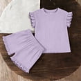 thumbnail image 2 of OGLCCG Girls 2 Piece Outfits Summer Ruffle Short Sleeve T-Shirts and Shorts Sets Ice Silk Sport Suits 1-10 Years, 2 of 7