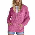 thumbnail image 6 of Kixjoy Zip Up Sweaters for Women Long Sleeve Fashion Plus Size Hoodie Winter Lightweight Hooded Sweatshirts Casual Basic Loose Fit Pullover Sweaters for Women with Pockets, Hot Pink XXL, 6 of 6