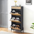 thumbnail image 1 of TROPOW Armoire à Chaussures, avec 3 Portes Rabattables et 1 Tiroir, Armoire à Chaussures d'Entrée avec Étagère Réglable, Armoire à Chaussures Autoportante pour Entrée, Couloir, Noir, 1 of 6