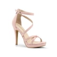 thumbnail image 1 of BLISSFUL STEP Women's Shoes Strappy Stiletto Heels Platform Ankle Strap Open Toe Faux Suede Sandals Dust Pink 9, 1 of 7