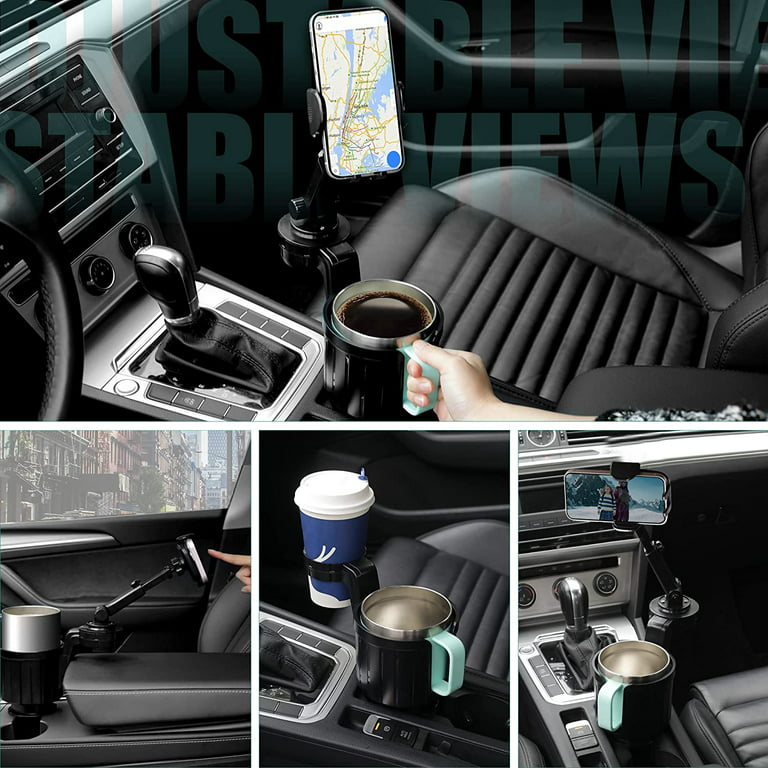 Seven Sparta 2-in-1 Car Cup Holder Phone Mount with 360° Rotation  Adjustable Base，Compatible with iPhone, Samsung & All Smartphones 