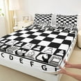 thumbnail image 4 of Castle Fairy International Chess 3pcs Twin Sheet Sets,Geometric Plaid Twin Fitted Sheet,Black White Breathable Flat Sheet,Ultra Soft International Chess Home Decor, 4 of 7