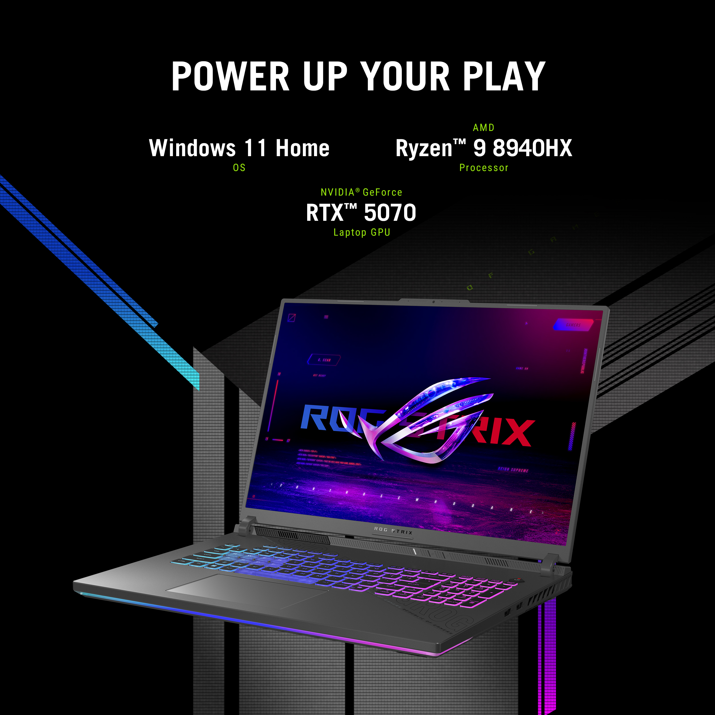 ASUS ROG Strix G18 Laptop 18in 240Hz WQXGA Display (AMD Ryzen 9 8940HX, NVIDIA GeForce RTX 5070 8GB, 32GB DDR5, 1TB PCIe SSD, RGB KB, Win 11 Pro) w/Microsoft 365 Personal , DKZ USB Port Expander