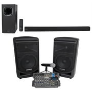 Samson Expedition XP800W 8" Portable PA DJ Speaker System + Rockbar Soundbar