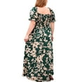 thumbnail image 2 of Daeful Sundress Flowy Longue Robe Bohème Été Maxi Robes Femmes Grande Taille Oversize Volant à Manches Courtes Floral Vert 2XL, 2 of 7