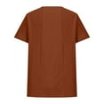 thumbnail image 4 of VERUGU Womens Casual Short Sleeve Buttons Tops Solid Crew Neck T Shirts Spring Summer Loose Comfy Loungewear Plain Lightweight Tees Blouse Brown 3XL, 4 of 5