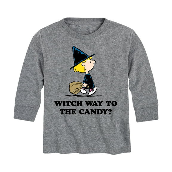 Peanuts - Witch Way To The Candy - Toddler And Youth Long Sleeve Graphic T-Shirt