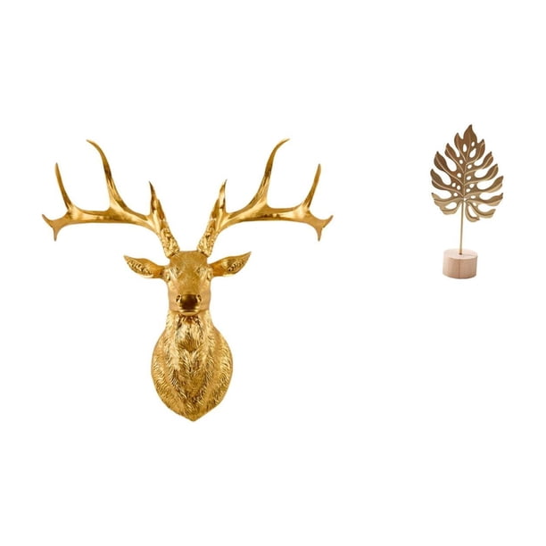 Estatua de cabeza de ciervo,Decoración de pared con cabeza de ciervo,animales,adorno para el hogar,Esculturas de alce de pared con cabeza de ciervo de resina para oficina,Escultura de