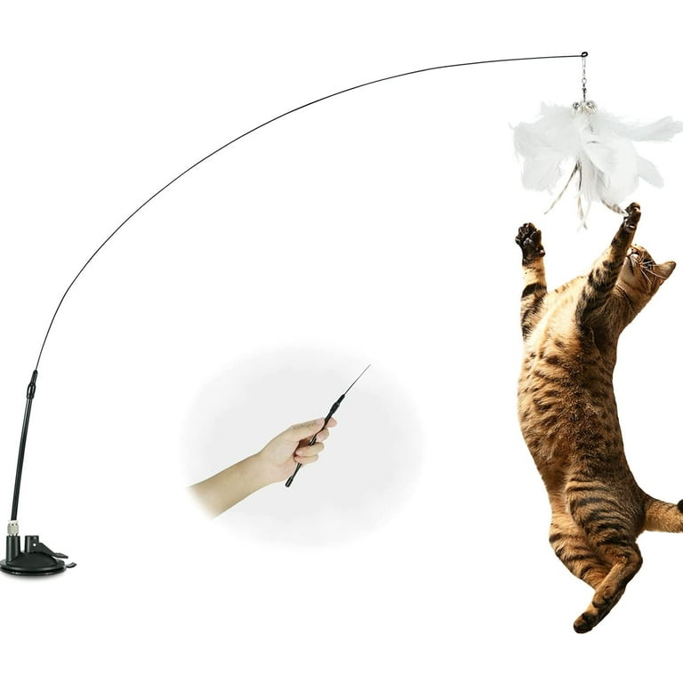 Tianlu Electronics Cat Feather Toys with Bell and Suction Cup, Interactive  Kittens Wand Teaser Fishing Rod for Indoor