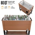 thumbnail image 3 of VINGLI 80 Quart Rolling Ice Chest on Wheels, Patio Cooler Cart with Waterproof Cooler Cart Cover, Beverage Rolling Cooler for Outdoor Patio Deck Party, 3 of 8