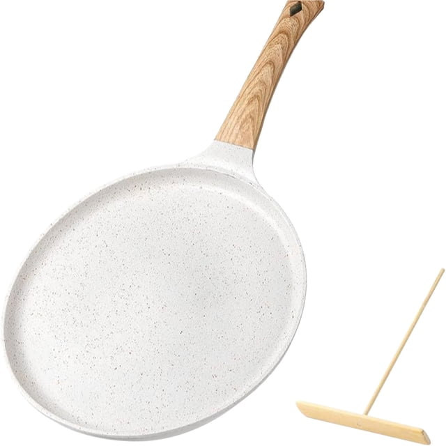 Utensilios de cocina WIURAY, sartén para crepas Onstick con espátula, revestimiento de 9.5 pulgadas, sartén plana para tortillas Tawa Dosa, compatible con todas las estufas.