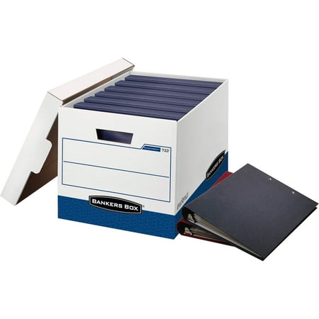 Bankers Box Side Tab Storage - Bankers Box, FEL0073301, Binder Storage Box, White,Blue