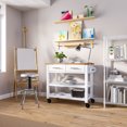 thumbnail image 4 of Seville Classics Acacia Wood Top Work Table Island Cart, White, 38.6" W x 18.5" D, 4 of 13
