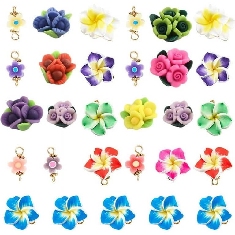 HXSCOO 10 pz/Lotto 35mm Argilla Polimerica Plumeria Fiori di Frangipani Perline for Il Fai da Te Hawaiano Orecchini Collana Festa dei Monili Artigianato Fare (Color : Dark Purple
