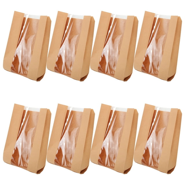 50 bolsas de papel para tostadas con ventana transparente, bolsas de pan, bolsa de papel para panadería con ventana